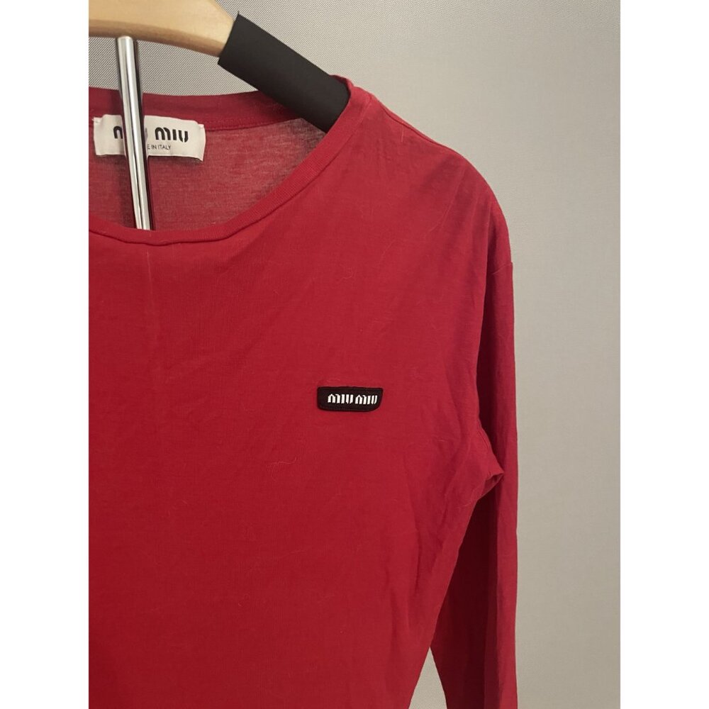 Miu Miu Womens Red Long-Sleeve Crewneck T-Shirt W… - image 3